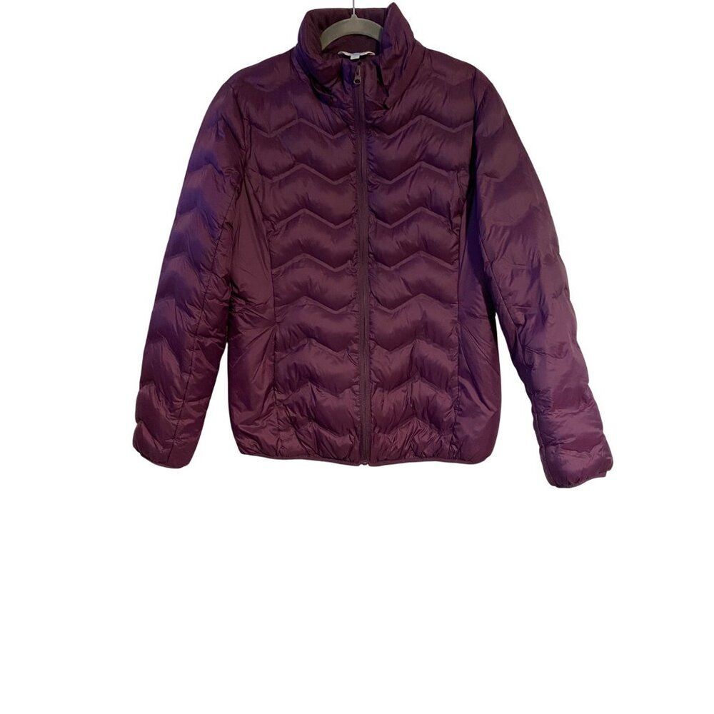 Time & Tru Womens Purple Puffer Jacket M (8-10) Lightweight Warm Winter Coat